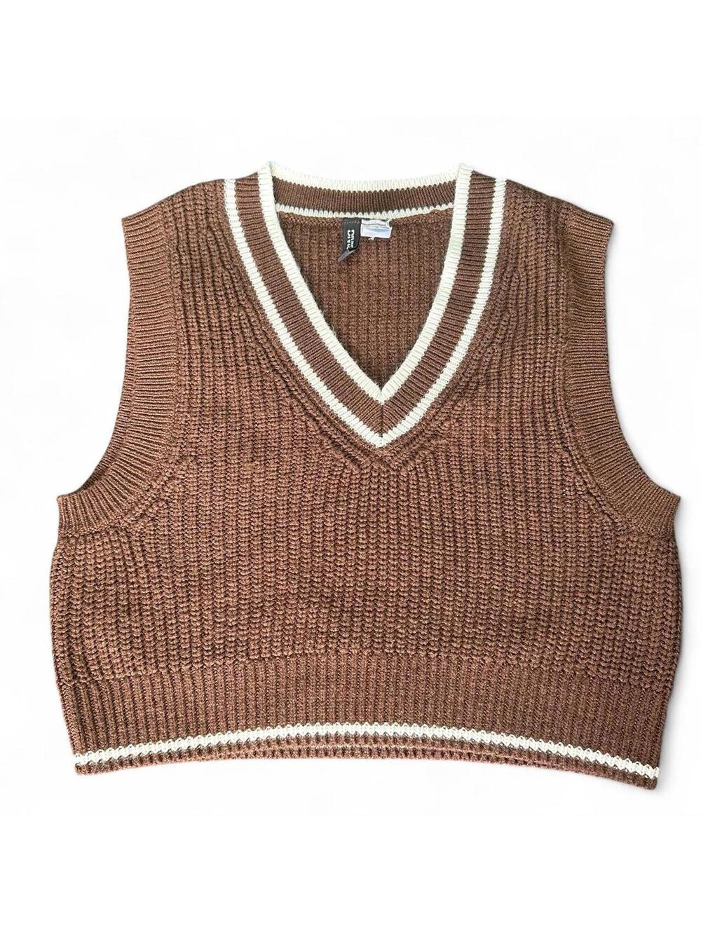 Brown V-Neck Sweater Vest - H&M Divided - Size Medium